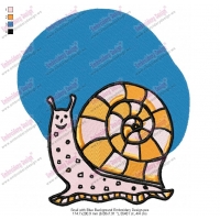 Snail with Blue Background Embroidery Design